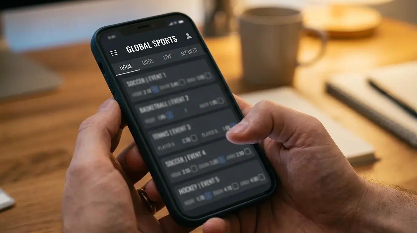 Мобилен интерфейс на bet builder с няколко избрани пазара