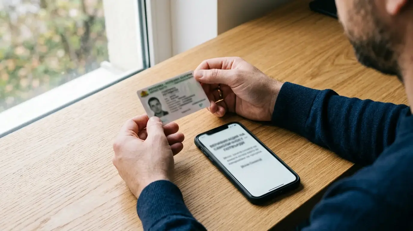 KYC верификация при лицензиран букмейкър — лична карта и формуляр за проверка на самоличност на маса
